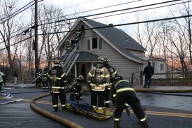 Mohegan Firefighters (L to R) Lt Stretz, Chief Keesler, Chief Boddie, Firefighters Gravius & DiPaterio