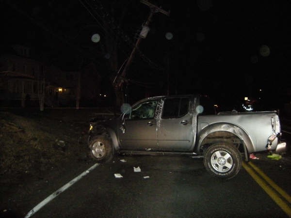 Pickup Vs Pole With Pole Split In Half On Oregon Rd In March, 2009 