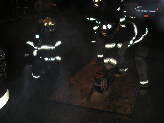 Lt. Tartaglia Overseeing One Of The Cuts With The Quick Vent Saw