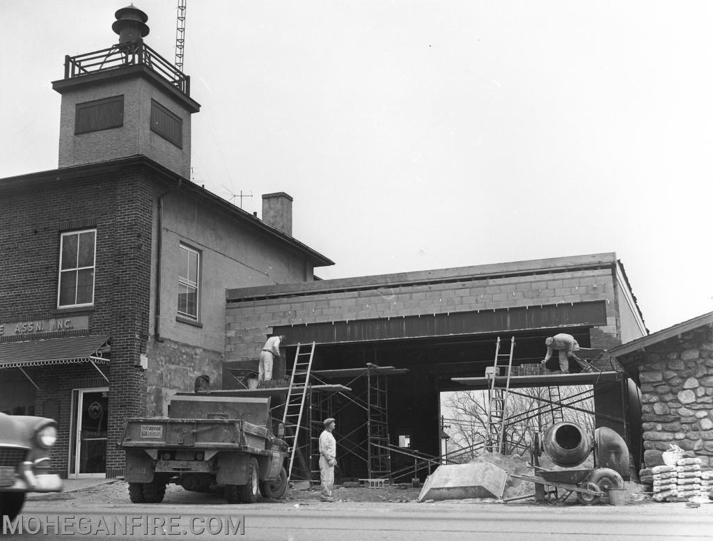 The building of the current apparatus room at headquarters in the 1960's
