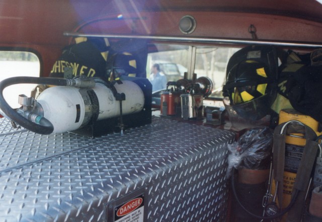 The Jumpseats Where Firefighters Sit Notice The Bunker Gear That Used To Be Carried On The Apparatus