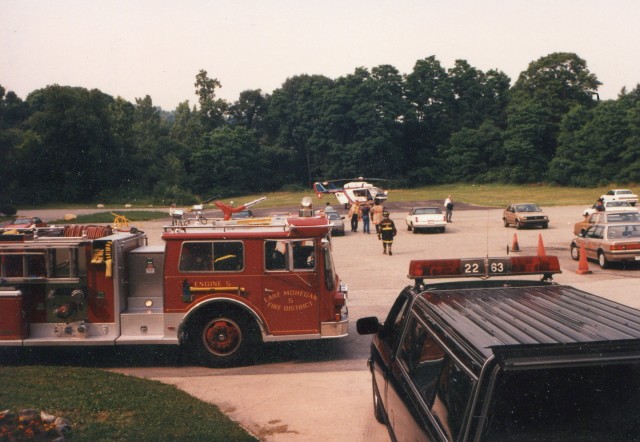 Engine 254 At A Helicopter Landing In The Rear of Hudson Valley Hospital