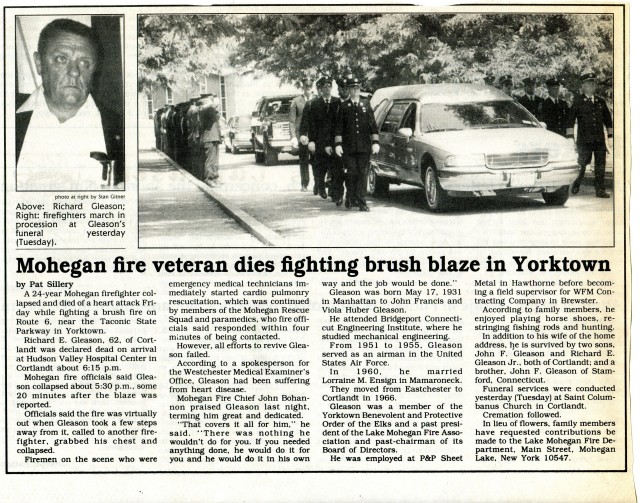 The Line of Duty Passing Of One Of Our Firefighters In 1993