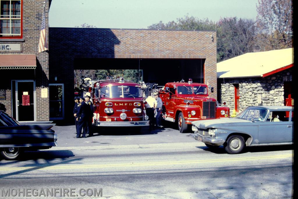 1966 American La France former Engine 253 and 1954 Oren former Engine 252. October 1969. Photo by Jim Forbes