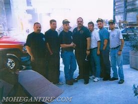 (L to R) FF Clark, FF Hickey, FF Stretz, DC Brown, FF Gravius Sr, FF Velders, FF Gravius Jr